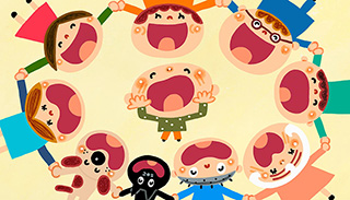 NHKいないいないばあっ！まどみちおさんの「うちのおじいさんおばあさん」のうたのアニメーション